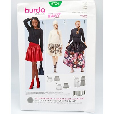 Semi Fitted Skirt Burda Young Pattern 6724 Sz US 8-18 EUR 34-44 Uncut Craft