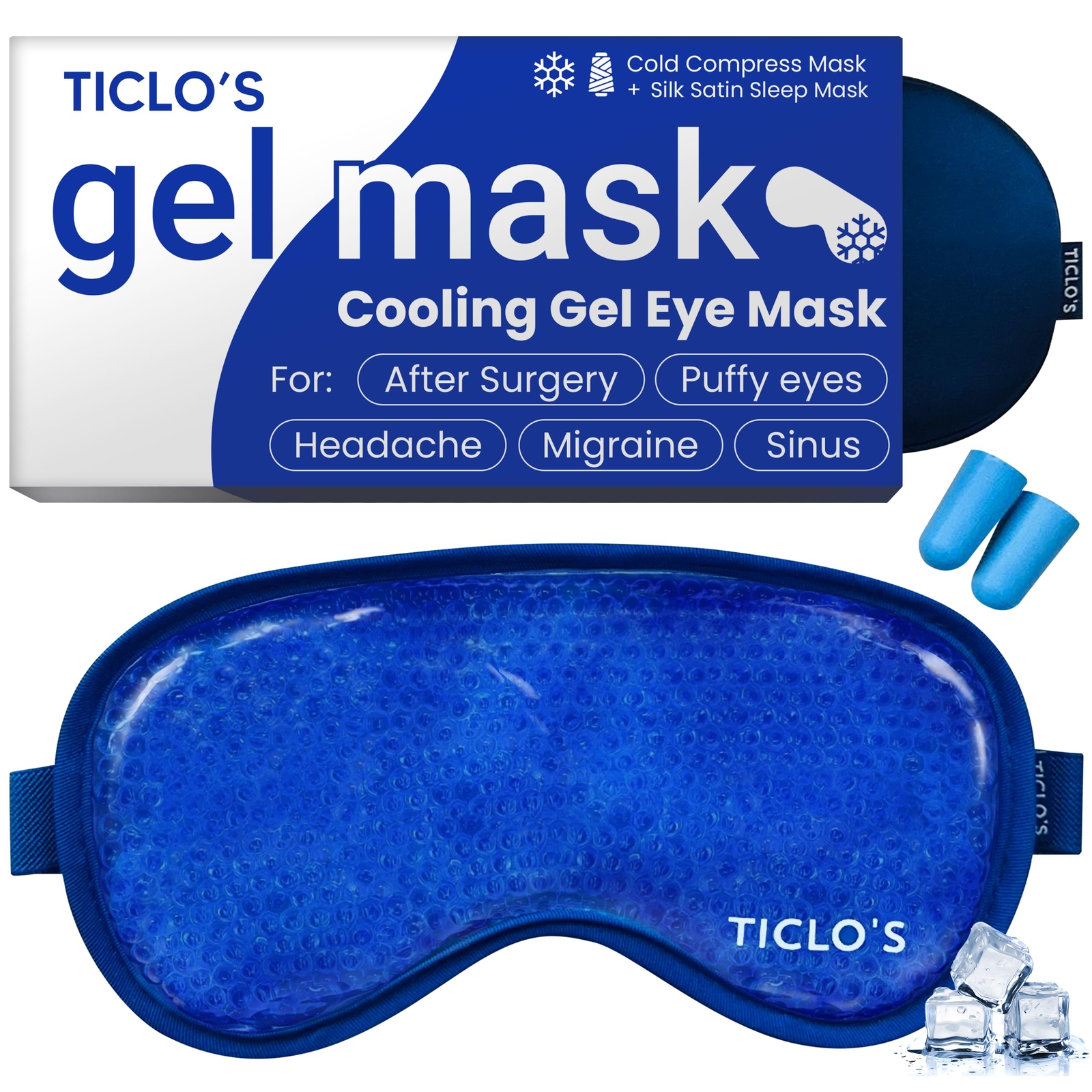 Cooling Eye Mask for Puffy Eyes - Gel Eye Mask for Sleeping Cold Compress for...-image