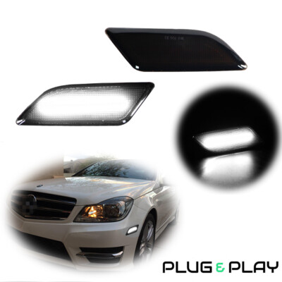 LED White Front Side Fender Marker Lights For 12-14 Mercedes W204 C250 C300 C350