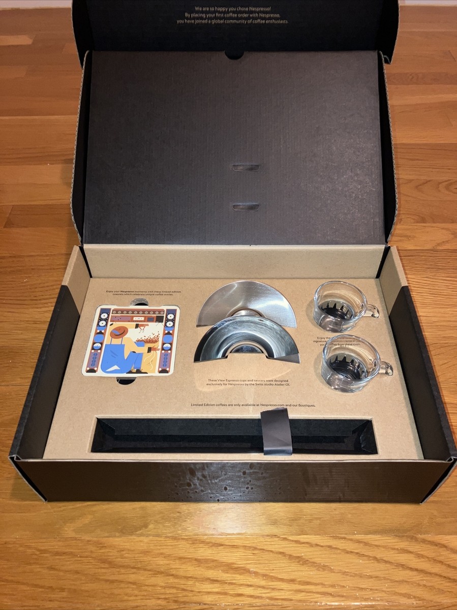 New NESPRESSO Welcome Gift Coffee Espresso Cups Saucers Coasters