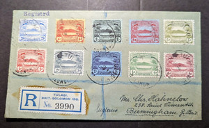 1913 Registered British Solomon Islands Cover Tulagi to Birmingham England