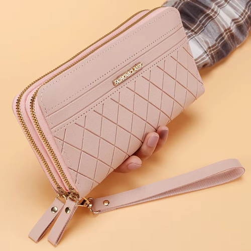 New women's long wallet Korean style simple double zipper coin purse multi-card - Bild 6 von 16