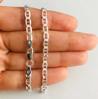 Massive 925 Sterling Silber 3,5 mm Mariner Gliederkette Made in Italy Halskette - G080