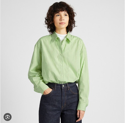 WOMEN UNIQLO U COTTON OVERSIZED FIT STRIPED SHIRT Small NWT WOMEN UNIQLO U COTTON OVERSIZED FIT STRIPED SHIRT Small NWT