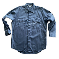 Vintage Lion Made in USA Navy Blue Mechanics Work Shirt XL Workwear Pockets
