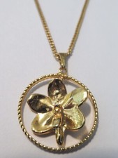 18  Gold-plated  Flower of Life  Gold Orchid Pendant Necklace