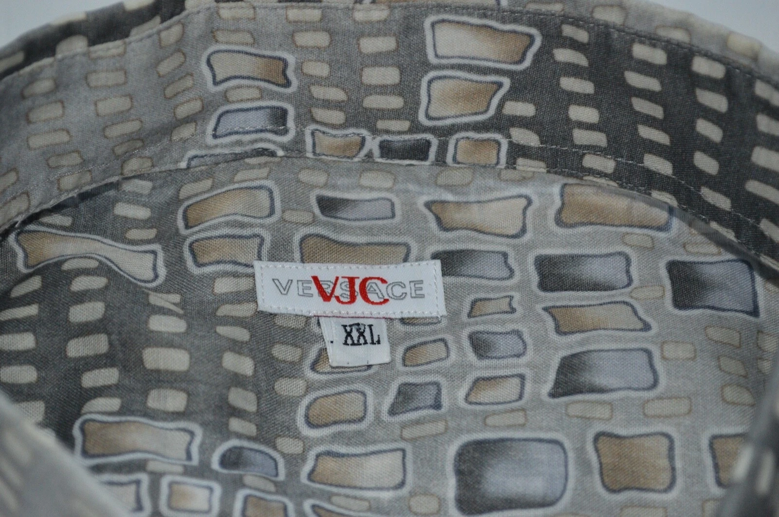 Camicia da uomo VJC Versace jeans couture astratto grigio trasparente bottoni aderente S M