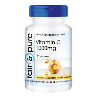 Vitamin C 1000mg - 120 Kapseln - gepuffertes Calcium-L-Ascorbat  | fair & pure