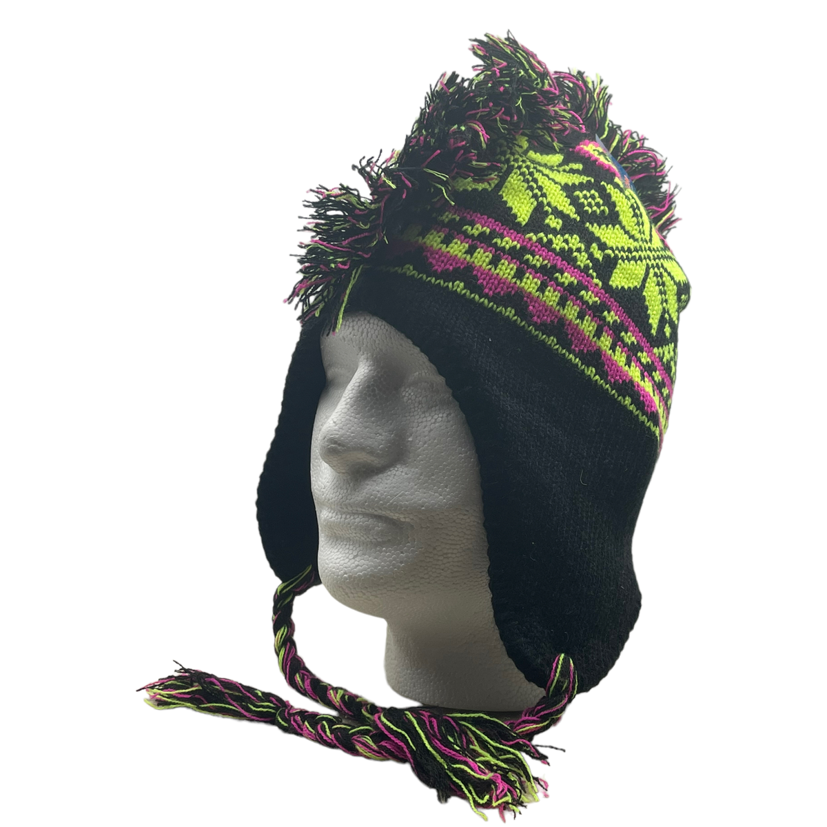 Mohawk Hat Winter Cap Knit Fleece Lined Hat Unisex Neon BLACK PINK YELLOW  NOS