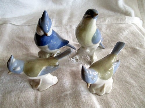 FAMILLE D OISEAUX EN PORCELAINE DE SAXE ALLEMAGNE H 10CM PORCELAIN