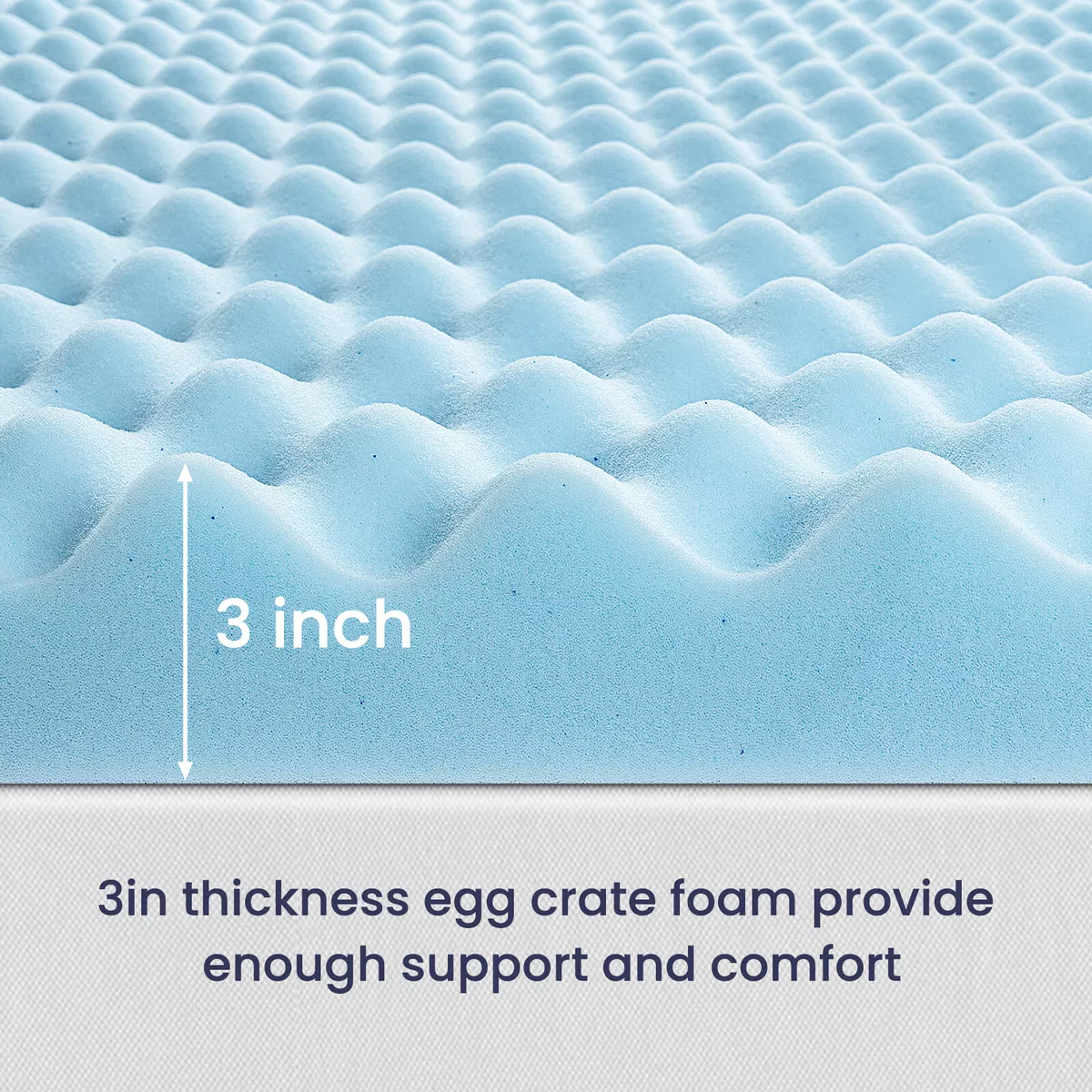 3 inch Gel Memory Foam Mattress Topper Egg-Crate Orthopedic Futon