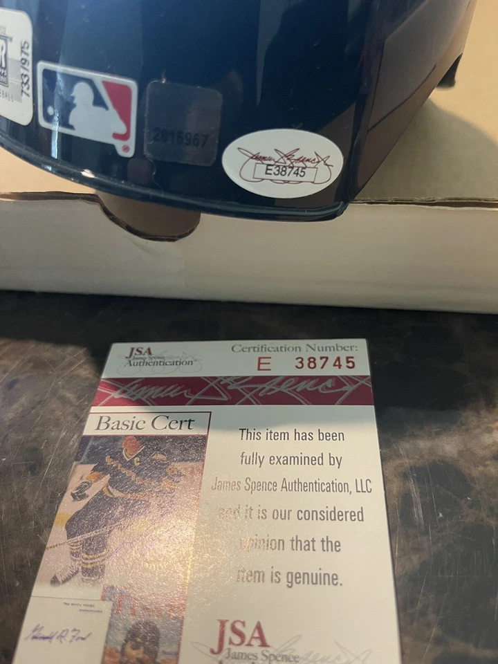 Mini Casco Riddell Autografiado Lance Berkman Topps Reservado Autenticado y JSA Foto 3 de 4