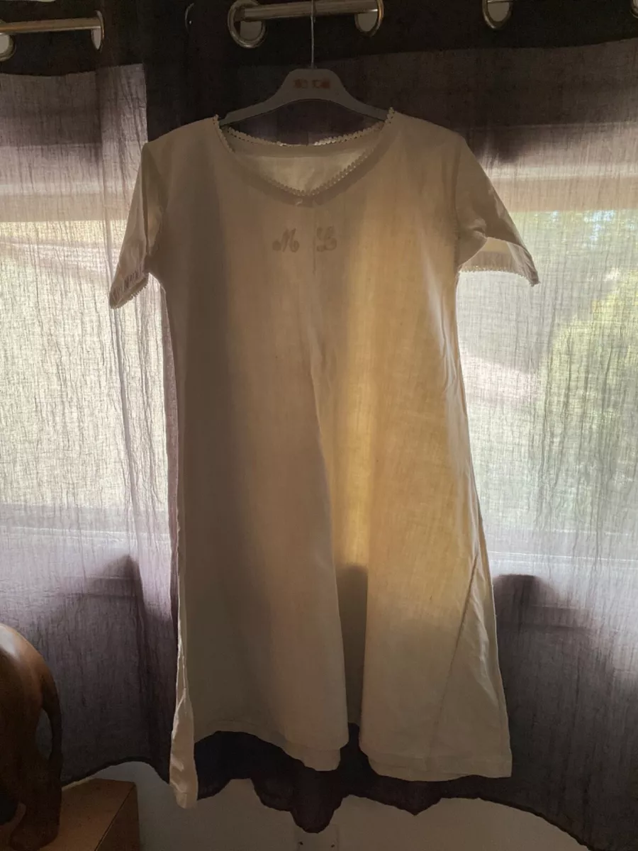 Chemise de nuit ancienne .Lin chanvre .N 55 eBay