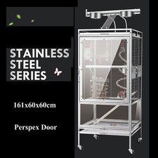 161cm Stainless Steel Parrot Aviary Perspex Acrylic Door Bird Cage Play Top