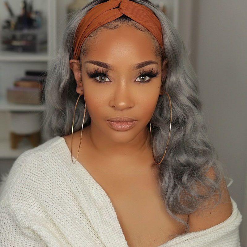 Gray Long Wave Headband Wig for Halloween Cosplay Soft Heat Resistant