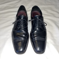 Johnston Murphy Oxfords Apron Toe Black Leather Lace Up Shoes Mens 10.5 Dressy