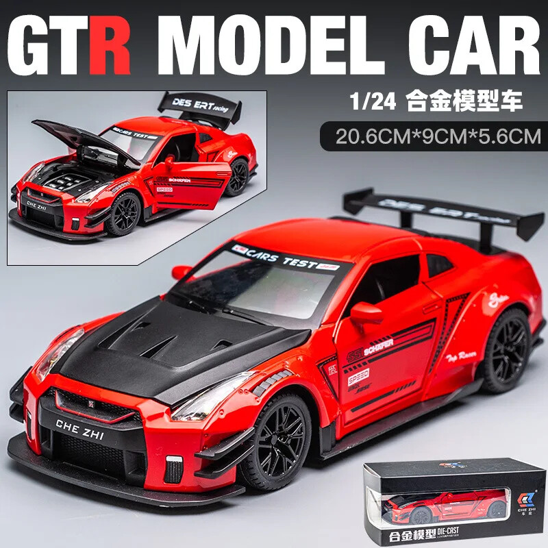 1:24 NISSAN GTR R35 Race Alloy Car Model Diecasts Toy Vehicles Sound Light