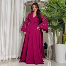 Dubai Women Muslim Long Maxi Dress Abaya Rhinestone Kaftan Turkey Islamic Gown
