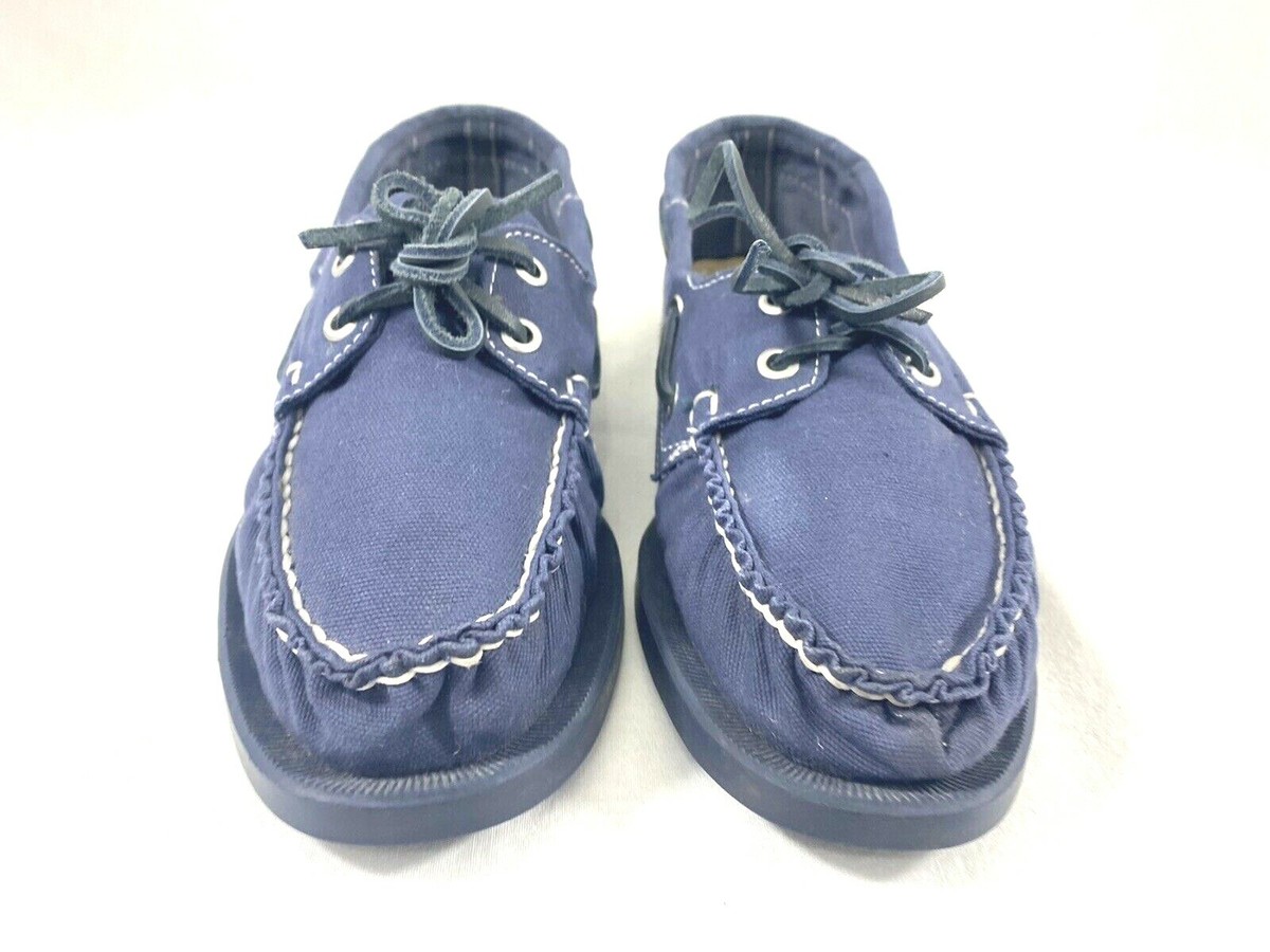 Sebago Women's M Shoes Docksides Spinnaker Navy Blue Tan Boat