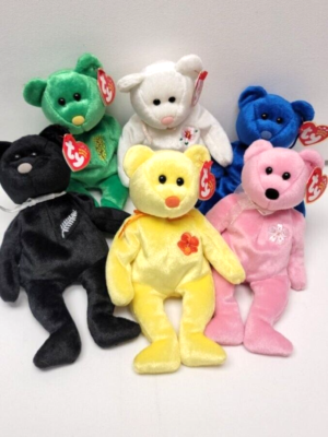 Ty Beanie Babies Set of 6 Asia Pacific 2002 Flower Bears 8.5 inch
