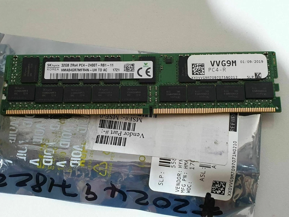 DELL VVG9M 32GB (1X32GB) 2400MHZ PC4-19200 CAS-17 ECC REGISTERED DUAL RANKX4(UR) - Bild 3 von 3