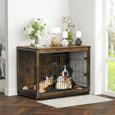 Heavy Duty Dog Furniture Pet Crate End Table Dog Kennel with Removable Tray Top