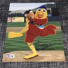 TED GIANNOULAS SIGNED AUTOGRAPH 8X10 PHOTO SAN DIEGO CHICKEN BECKETT BAS COA