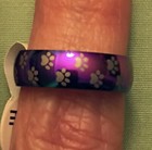 RAINBOW PAWPRINT RING - approx. size 6 - Steel - DOG CAT PAWS — photo 3