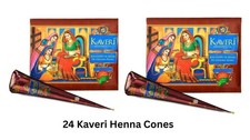 24 ORGANIC DARK BROWN Henna Cons KAVERI HENNA MEHNDI Temporary Tattoo Cones