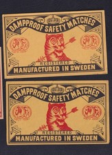 2 Ancienne  étiquette paquet  Allumettes  Suède  BN228263 Tigre  Flèche