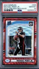 2024 Panini Donruss Rookie Michael Penix Jr. #308 Optic Preview Red Wave PSA 10