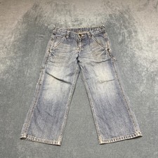 Wrangler Carpenter Jeans Boys 8 Husky Blue Denim Hammer Loop Adjustable Waist