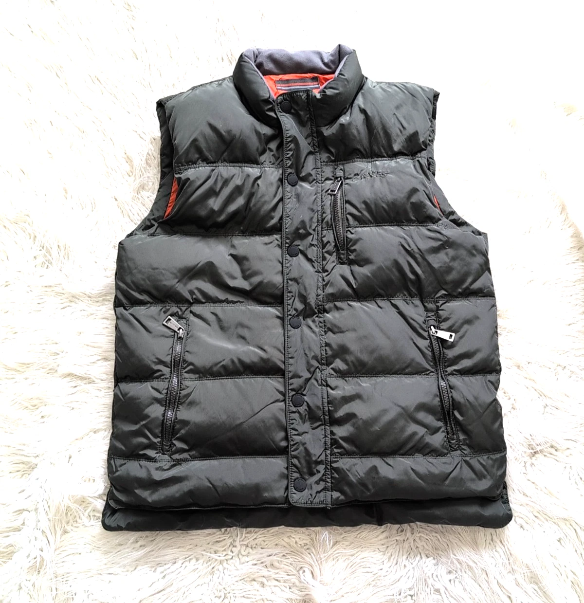 Orvis Mens Gilet Duck Down Puffer Vest Size Medium Green Outdoor Camping Hiking