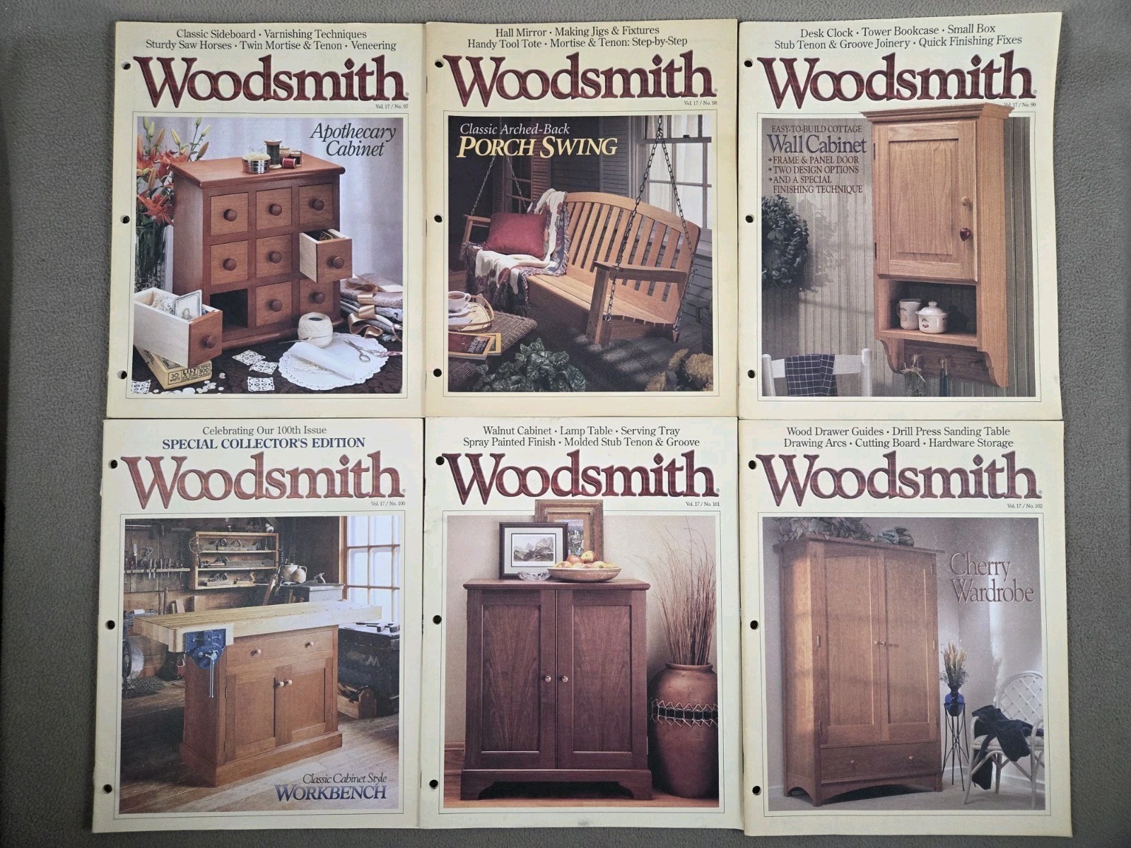 6 Woodsmith Magazines Complete Year 1995 Issue #'s 97-102 (Cigarette Smell)
