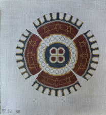 Two circle design hand painted needlepoint canvases 18 count taped edges new