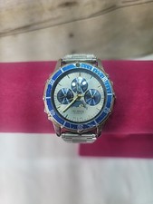 OROLOGIO VINTAGE HELBROS DIVER TRIPLA DATA FASI LUNARI QUARZO UOMO NERO VESTITO