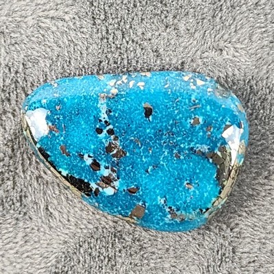 Kingman Turquoise Ithaca Peak High Blue Pyrite Matrix 10.75G/53.75CT CabochonNEW