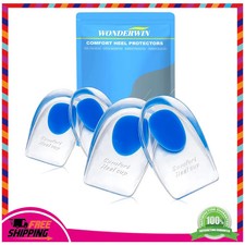 Gel Heel Cups for Plantar Fasciitis Heel Pain Relief Silicone Inserts 2 Pairs M