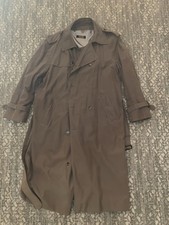 Vintage Brooks Brothers Made In USA Wool Lined Trench Coat Size 44 Brown