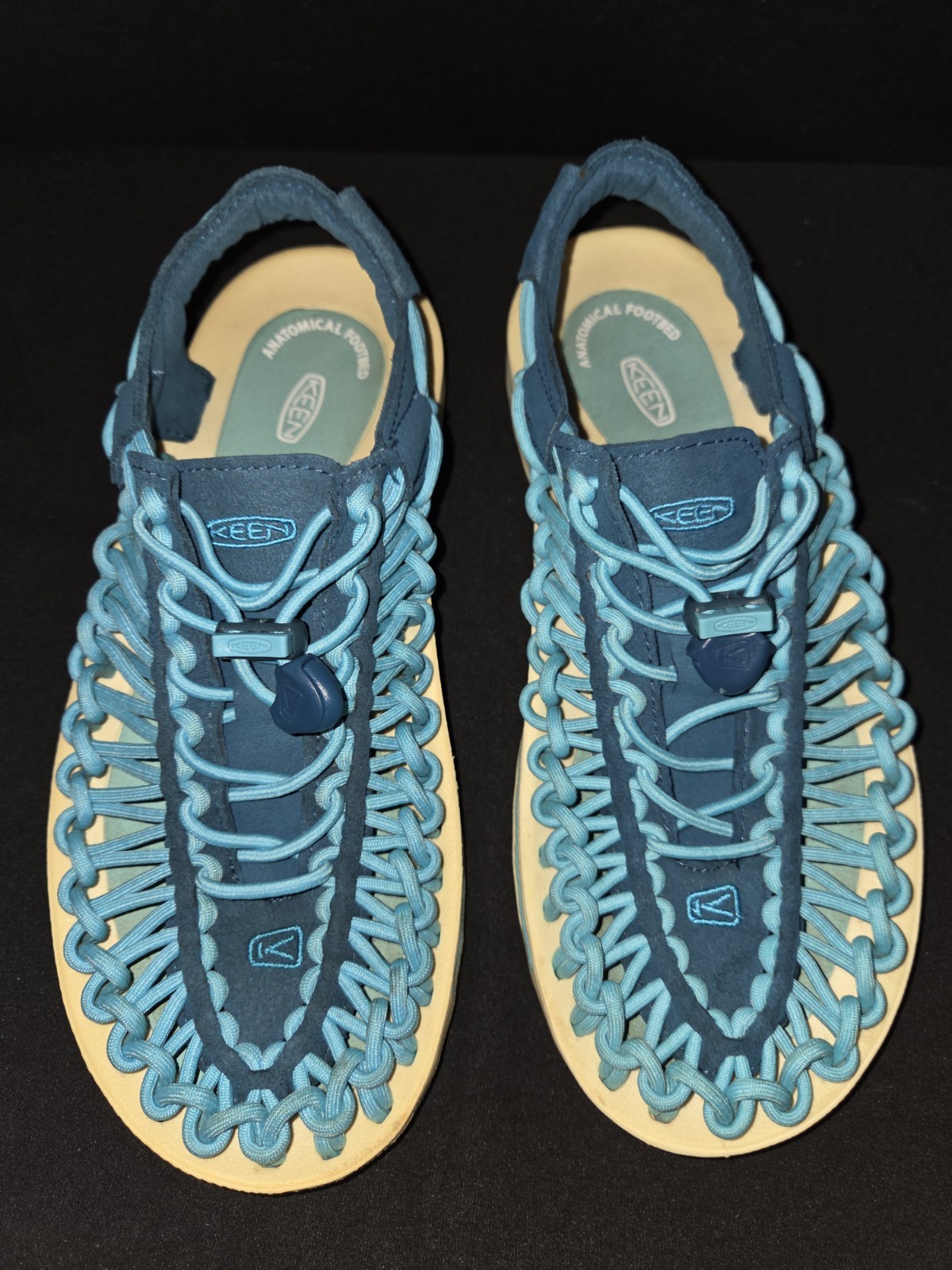 Sandali da donna Keen Uneek turchese tessuto elastico corda acqua sneakers taglia 7