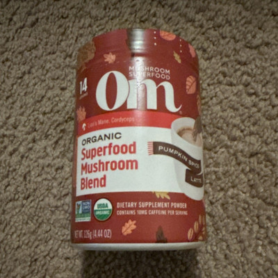 Om Organic Superfood Mushroom Blend Pumpkin Spice Powder 4.44 oz Exp 08/2026