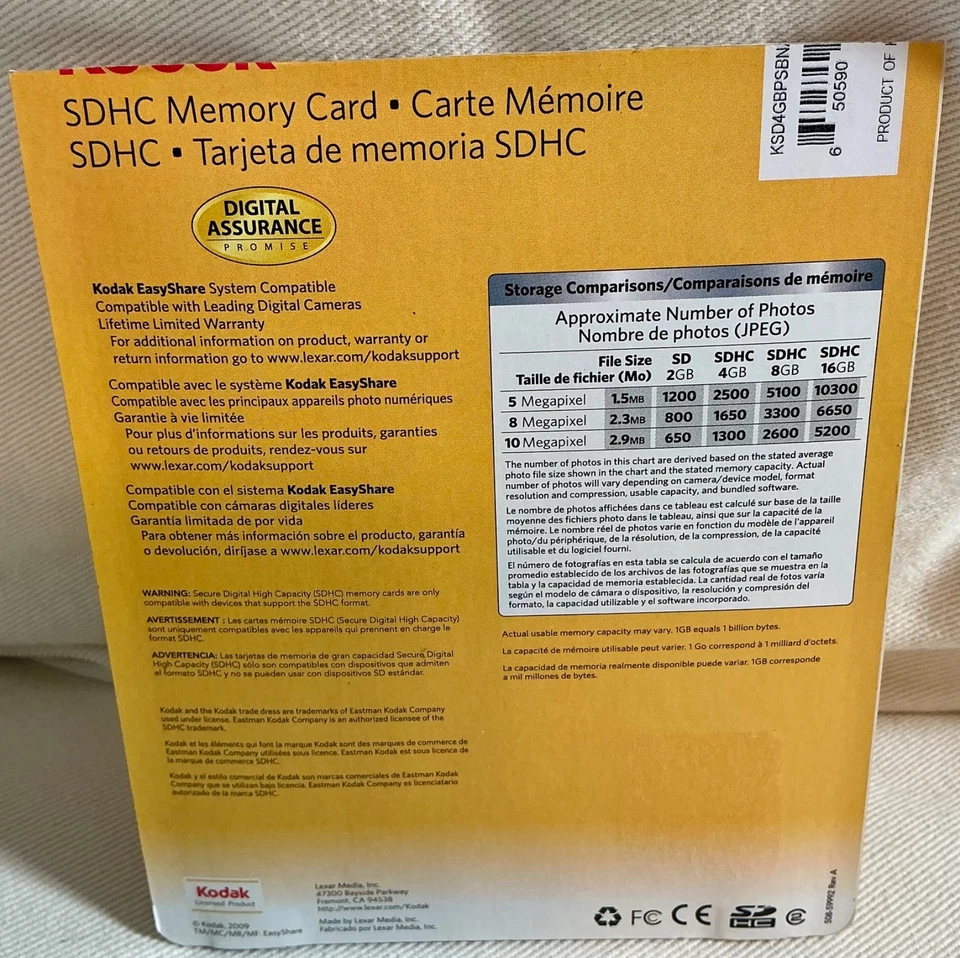Kodak Multi-Use 4GB SDHC SD Memory Card Brand New & Sealed in Package Camera NIB - Image 2 of 2