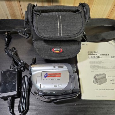 Sony DCR-DVD105 Handycam DVD Camcorder Tested Working w/ AC Adapter Bag Manual