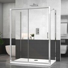 Sliding Door 3-Sided Shower Enclosure with Side Panels Walk In Cubicle 6mm Glass