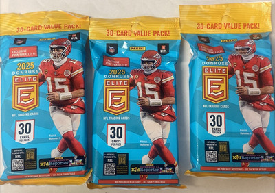 3 PACK LOT of 2025 Panini Donruss Elite NFL Football 30 Card Fat Value Packs 