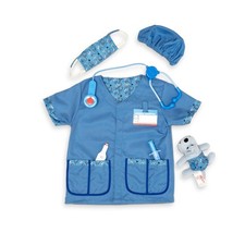 Large Blue Veterinarian Costume Set with Accessories for Kids Ages 3 to 6