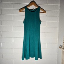Old Navy Womens Swing Dress Teal Linen Blend Medium Mini Sheer Hippie Preppy