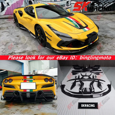 For Ferrari F8 20-24 Dry Carbon Spoiler Wing Front Bumper Lip Rear Diffuser Kits