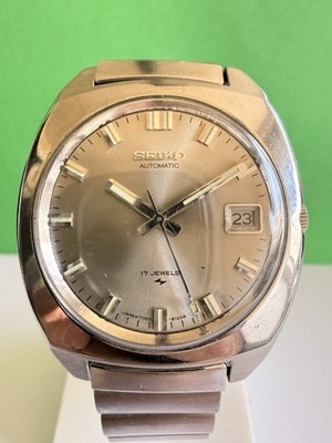 Vintage SEIKO 7005-8042 Automatic Silver DIAL DAY DATE SS 21 Jewels 37m R5