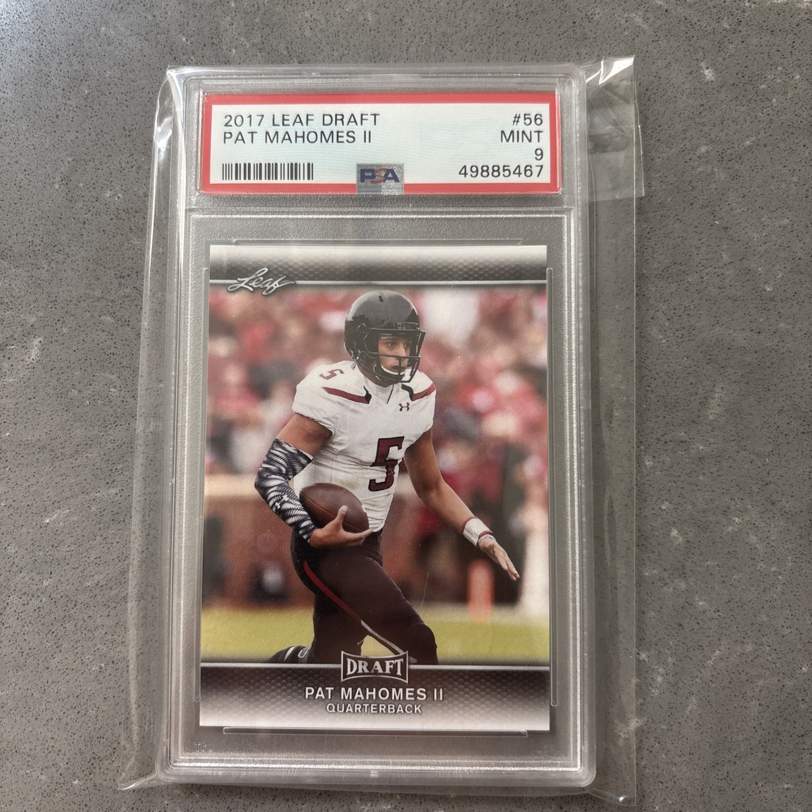 2017 Leaf Draft - Patrick Mahomes #56 RC PSA 9 Rookie - Chiefs - MVP view 1